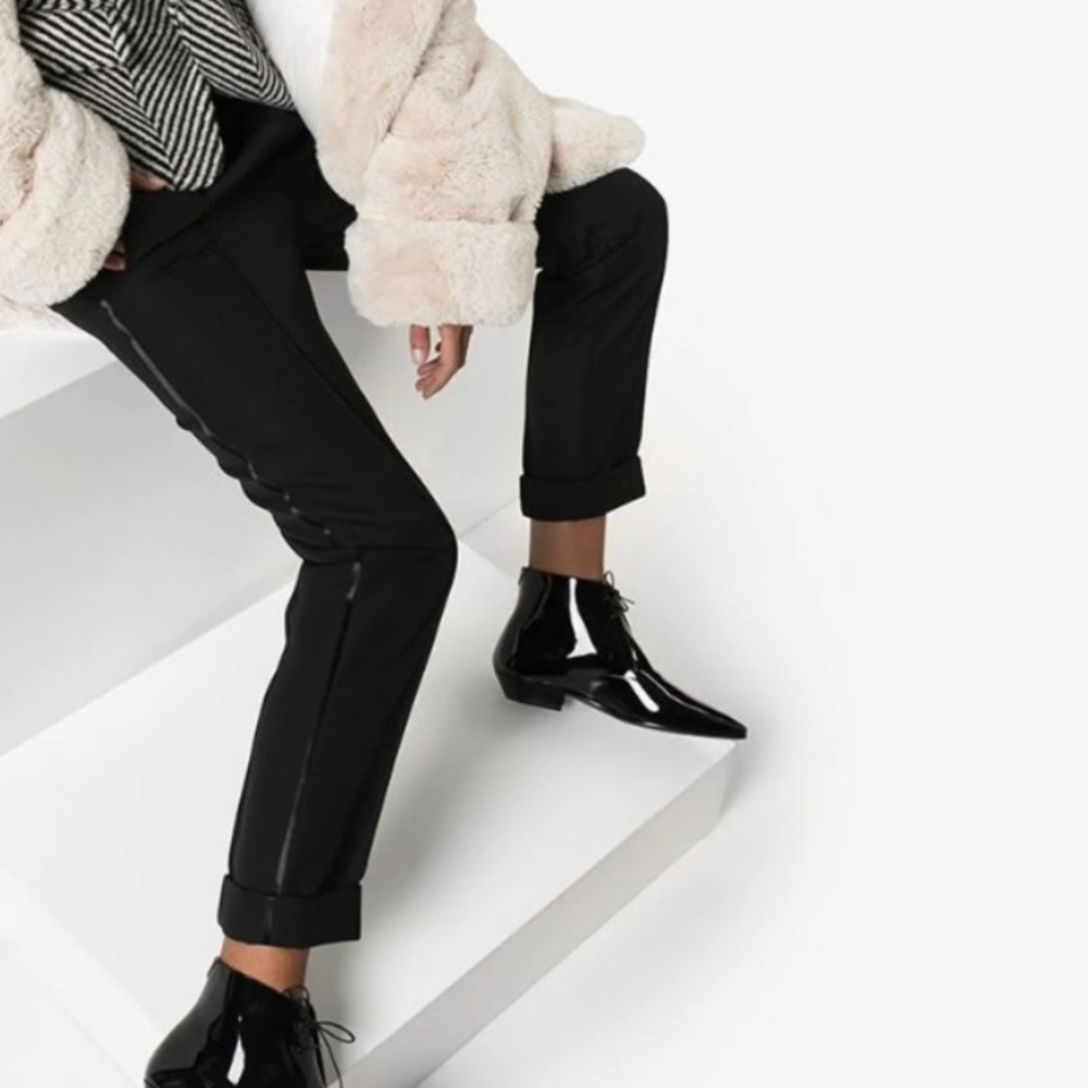Saint Laurent YSL Jonas 25 Lace Up Bootie 36.5 Black Leather Ankle Boots